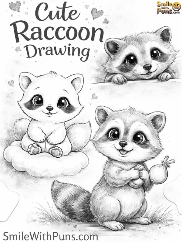 Cut Raccoon Drawing