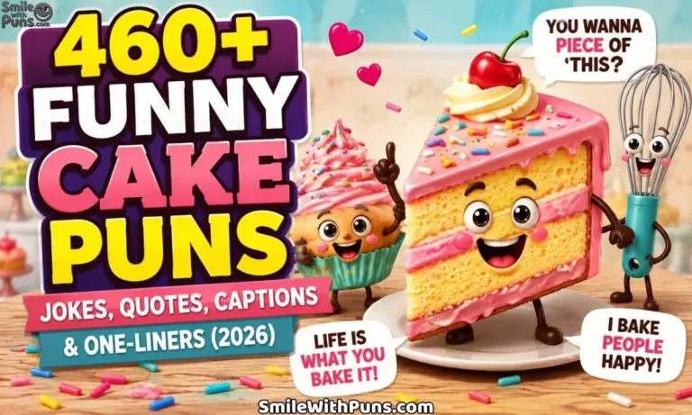 460+ Funny Cake Puns, Jokes, Quotes, Captions & One-Liners (2026)