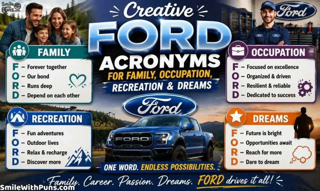 Creative FORD Acronyms for Family, Occupation, Recreation & Dreams