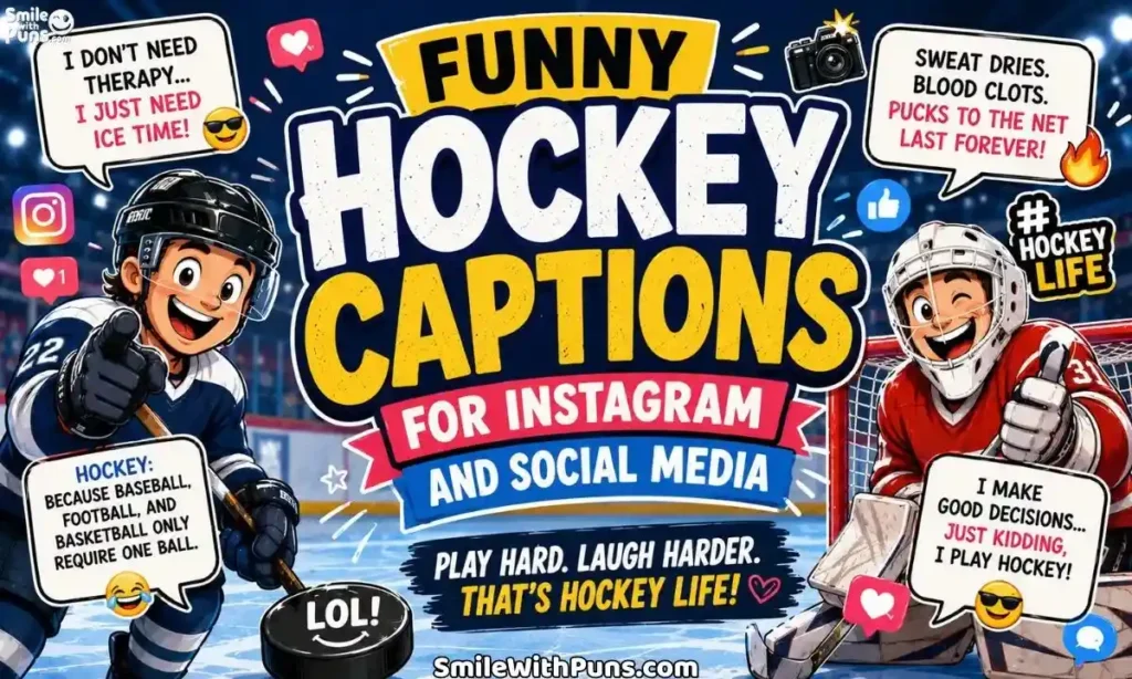 Funny Hockey Captions for Instagram and Social Media